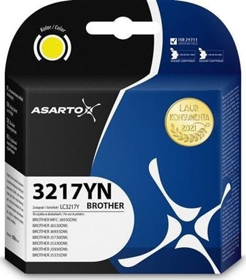 Picture of Tusz Asarto Tusz Asarto do Brother 3217YN | LC3217Y | 550 str. | yellow