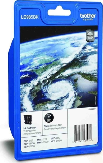 Picture of Tusz Brother Brother LC985BK - Schwarz - original - Blister mit akustischem/elektromagnetischem Alarm - Tintenpatrone - fur Brother DCP-J125, DCP-J140, DCP-J315, DCP-J515, MFC-J220, MFC-J265, MFC-J410, MFC-J415