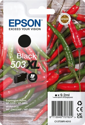 Attēls no Tusz Epson 503XL - 9.2 ml - XL - Schwarz - original - Blister mit RF- / akustischem Alarmsignal - Tintenpatrone - fur Expression Home XP-5200, XP-5205, WorkForce WF-2960DWF, WF-2965DWF