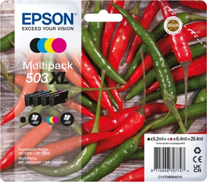 Attēls no Tusz Epson Epson 503XL Multipack - 4er-Pack - XL - Schwarz, Gelb, Cyan, Magenta - original - Blister mit RF- / akustischem Alarmsignal - Tintenpatrone - fur Expression Home XP-5200, XP-5205, WorkForce WF-2960DWF, WF-2965DWF