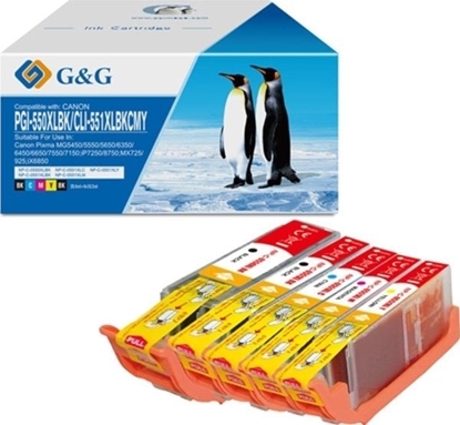 Attēls no Tusz G&G G&G kompatybilny ink / tusz z PGI-550BK/CLI-551BK/C/M/Y, NP-C-0550BK/551BK/C/M/Y, CMYK, 20,4ml + 10,2ml, ml
