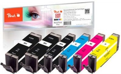 Изображение Tusz Peach Tusz PEACH PI100-328 / PGI-550/CLI-551 (Photo black, Black, Cyan, Magenta, Yellow)