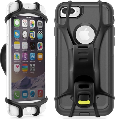 Picture of Uchwyt telefonu komórkowego Bone Bike Tie X, na rower, regulowany rozmiar, czarny, 4-6", silikon, mocowany do kierownicy, czarna