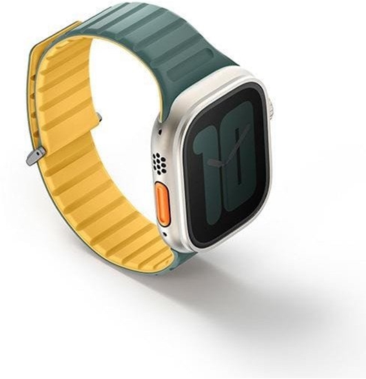Picture of UNIQ pasek Revix Evo Apple Watch Series1/2/3/4/5/6/7/8/9/SE/SE2/Ultra/Ultra2 42/44/45/49mm Reversible Magnetic zielono-óty/viridian green-burnt yellow