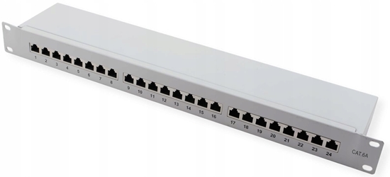 Picture of Value Cat.6A (Class EA) 19" Patch Panel, 24 Ports, shielded, grey