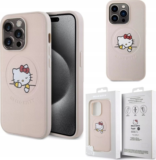 Picture of Vega HELLO KITTY PU KITTY ASLEEP LOGO MAGSAFE CASE DO IPHONE 15 PRO RÓOWY>