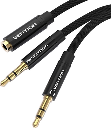 Изображение Vention Cable audio mini jack 3.5mm female to 2x mini jack 3.5 mm male Vention BBLBAB 0.6m (black)