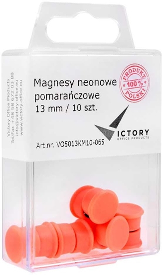 Picture of Victory Office Product MAGNESY VICTORY OFFICE 13MM 10 SZT. NEONOWE POMARACZOWE
