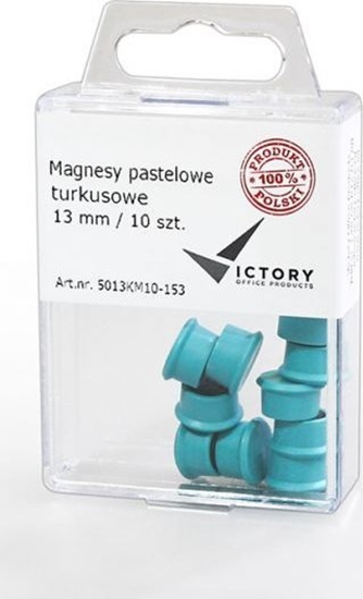 Изображение Victory Office Product MAGNESY VICTORY OFFICE 13MM 10 SZT. PASTELOWE TURKUSOWE