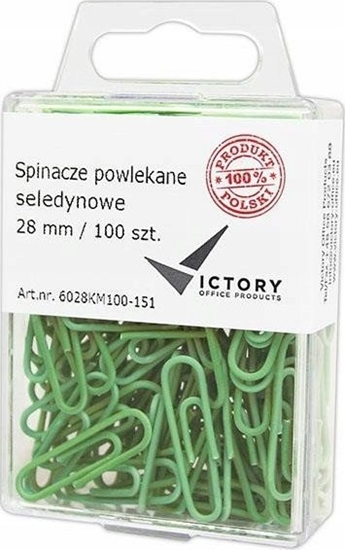 Picture of Victory Office Product SPINACZE BIUROWE VICTORY OFFICE 28MM 100 SZT. OKRGE PASTELOWE SELEDYNOWE POJEMNIK PLASTIKOWY ZAWIESZANY