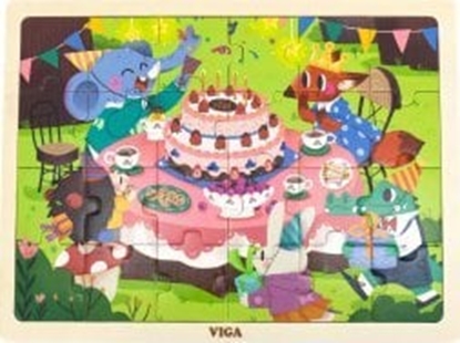 Picture of Viga Viga 44644 Puzzle na podkadce 24 elementy - urodziny