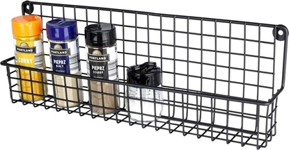 Изображение Vilde Póka cienna na przyprawy metalowa czarna loft 39,5x6,5x14cm