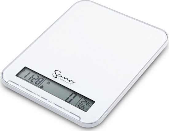 Picture of Waga kuchenna Sana Electronic kitchen scale, Large LCD display, Calendar, Clock, Alarm clock, Thermometer, Hygrometer, Max. load 10 kg, White - SCALE