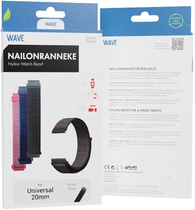 Picture of Wave nylon strap, 20 mm for smartwatches and sports watches, black
