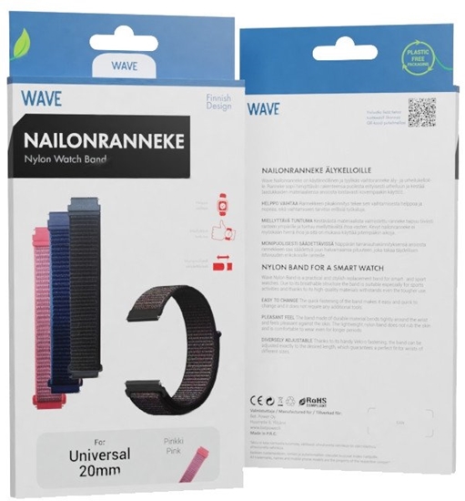 Picture of Wave nylon strap, 20 mm for smartwatches and sports watches, pink