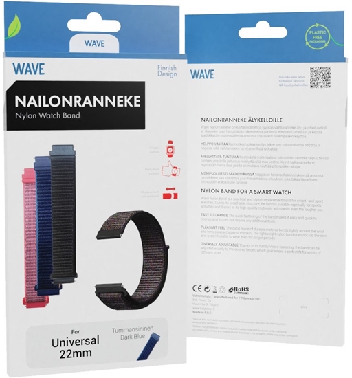 Picture of Wave nylon strap, 22 mm for smart and sports watches, dark blue