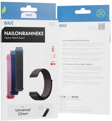 Picture of Wave nylon strap, 22 mm for smartwatches and sports watches, black
