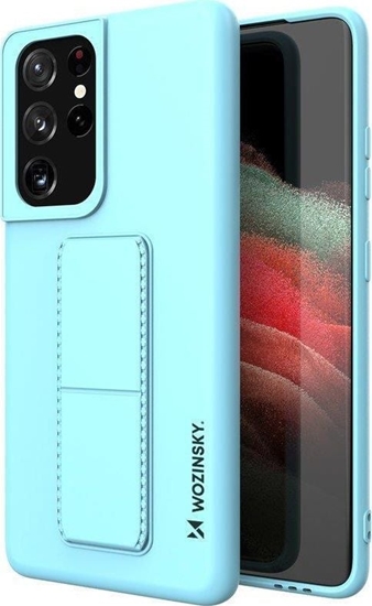 Изображение Wozinsky Wozinsky Kickstand Case elastyczne silikonowe etui z podstawk Samsung Galaxy S21 Ultra 5G jasnoniebieski