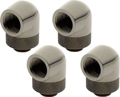 Attēls no XSPC XSPC Adapter 90 Grad G1/4 Zoll AG auf G1/4 Zoll IG - drehbar, schwarz chrome, 4er-Pack