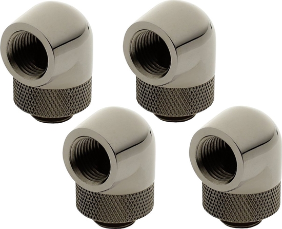 Picture of XSPC XSPC Adapter 90 Grad G1/4 Zoll AG auf G1/4 Zoll IG - drehbar, schwarz chrome, 4er-Pack