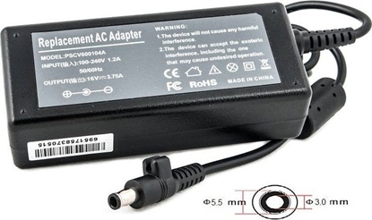 Изображение Zasilacz do laptopa Extra Digital Extra Digital Neiojamo kompiuterio kroviklis SAMSUNG 60W: 16V, 3.75A