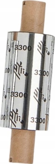 Picture of zebra Wax/Resin Ribbon, 84mmx74m (3.31inx242ft), 3300; Standard, 12mm (0.5in) core, 12/box