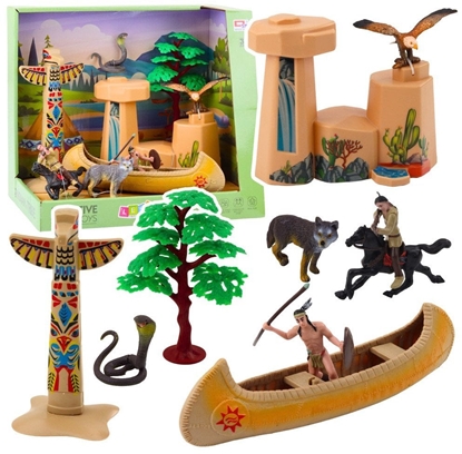 Picture of Zestaw Indiaski Figurki Wioska Indianie Kajak Totem LEAN Toys