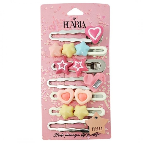 Picture of Zestaw pakiet 7w1 spinek wsuwek do wosów, metal, STARS SP414