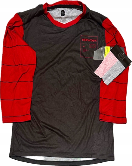Picture of 100% Koszulka mska 100% AIRMATIC 3/4 Sleeve Black/Dark Red roz. M (NEW 2023)