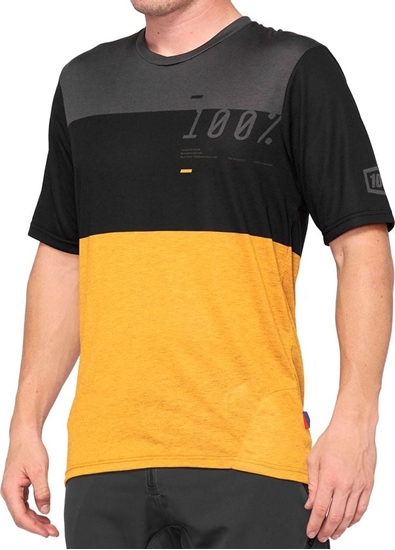 Picture of 100% Koszulka mska Airmatic Jersey black mustard r. M