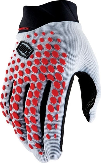 Picture of 100% Rkawiczki 100% GEOMATIC Gloves Grey/Racer Red - S (dugo doni 181-187 mm) (NEW 2022)