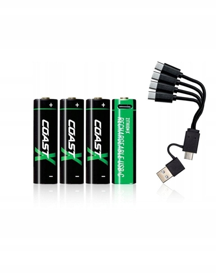 Изображение 1x4 Coast Zithion-X Mignon AA Battery, USB-C Charging Port