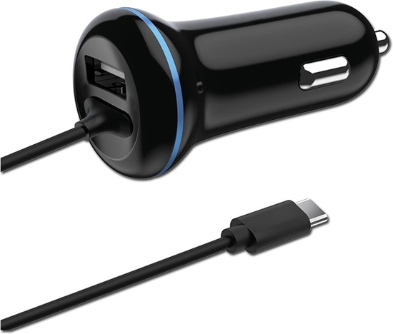 Изображение 2GO USB-Kfz-Ladegerät 2400mA DUO Type C 3.1 + 1x USB schwarz