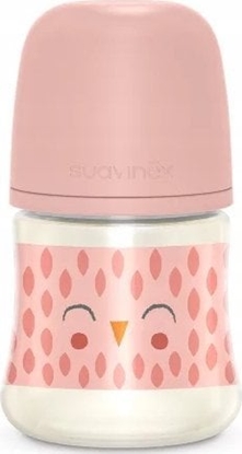 Picture of 307831-BUTELKA SZKLANA 120ML/SMOCZEK      FIZJOLOGICZNY SX PRO WOLNY PRZEPYW/SOWA RÓOWA/BONHOMIA