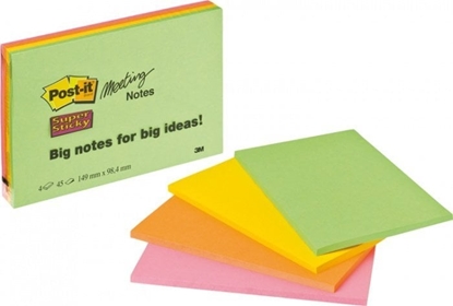 Attēls no 3M 3M 6445-4SS, Rectangle, Green, Orange, Pink, Yellow, Paper, 149 mm, 98 mm, 45 sheets