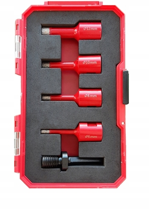 Picture of 5 el kpl otwornic diamentowych; m14; 6 8 10 12 mm + m14/hex adap; max 12000 obr/min [Expert]