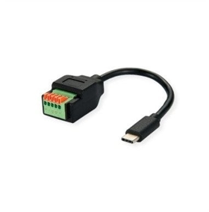 Изображение Roline Cable Adapter, USB Type-C Plug to Terminal Block 5 Pin (push button), 15 cm