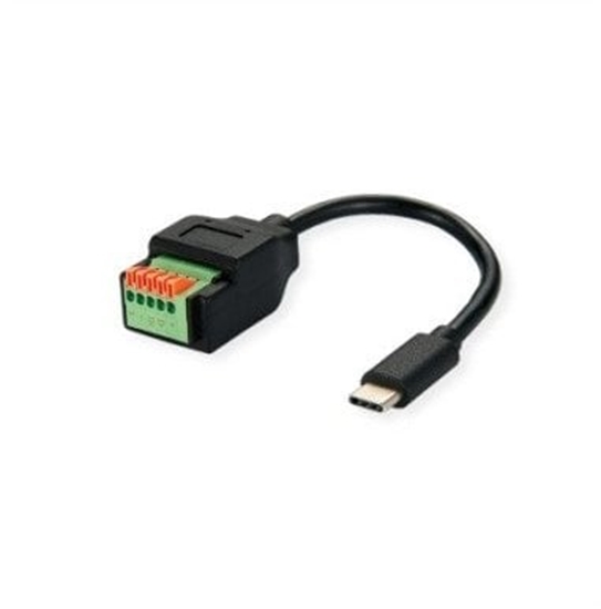 Изображение Roline Cable Adapter, USB Type-C Plug to Terminal Block 5 Pin (push button), 15 cm