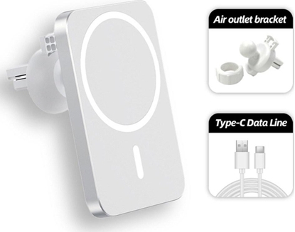 Picture of adowarka 1stCOOL 1stCOOL bezdrátová QI nabíjeka 15W, magnetická, do auta, MagSafe kompatibilní, bílá