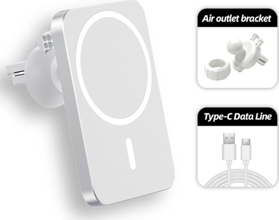 Picture of adowarka 1stCOOL 1stCOOL bezdrátová QI nabíjeka 15W, magnetická, do auta, MagSafe kompatibilní, bílá