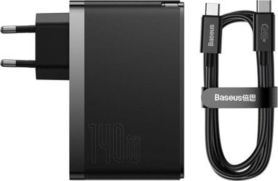Picture of adowarka Baseus Baseus adowarka sieciowa GaN5 Pro PD 140W 2x USB-C 1x USB czarna + kabel USB-C - USB-C