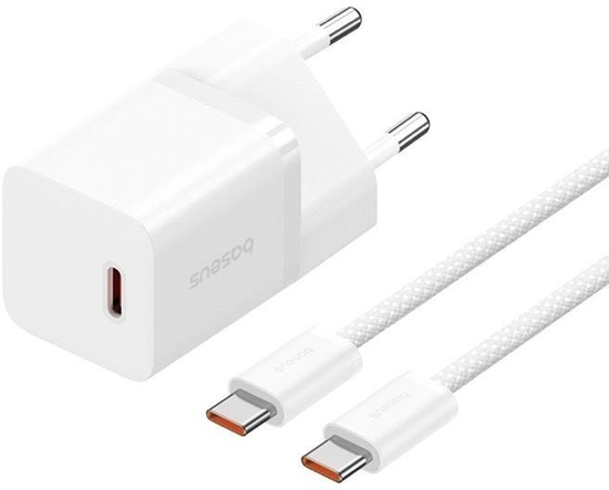 Picture of adowarka Baseus GaN5 mini 1C 30W EU+kabel USB-C (moon white)