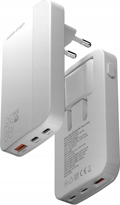 Attēls no adowarka Mobile Origin Slim Charger 1x USB-A 2x USB-C 1.5 A (GAN-65W-SLM-WHT)