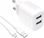 Attēls no adowarka sieciowa Puro PROLITE 10W 2x USB-A + kabel USB-A - USB-C 1.2m - biaa