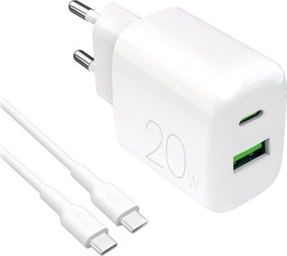 Attēls no Puro Puro PROLITE 20W USB-A / USB-C wall charger + USB-C - USB-C cable 1.2m - white