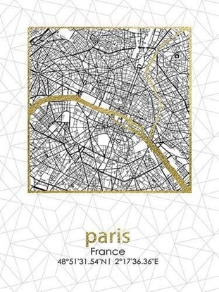 Picture of Affek Design Obraz Plan Miasta Paris 45x60x1,8 cm