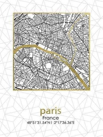 Picture of Affek Design Obraz Plan Miasta Paris 45x60x1,8 cm