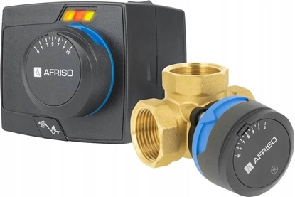 Изображение Afriso Zawór mieszajcy 3-drogowy obrotowy ARV 384 Vario ProClick + siownik ARM 343 ProClick, DN25, Rp1", Kvs 4,5-12