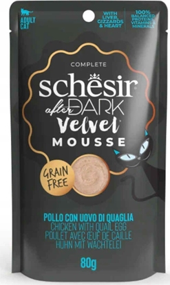 Attēls no Agras Pet Foods SCHESIR KOT sasz.80g AFTER DARK VELVET    MOUSSE  KURCZAK + JAJKA PRZEPIÓRCZE