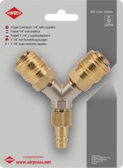Picture of Airpress TRÓJNIK TYP Y 1/4\'\' Z SZYBKOZCZAMI I WTYKIEM EURO